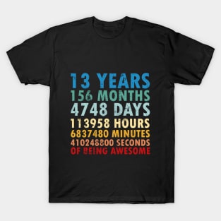 13th Birthday Countdown 13 years of being Awesome / thirteen Birthday / 13 Years Old / Girls and Boys / Vintage Retro Style Gifts T-Shirt